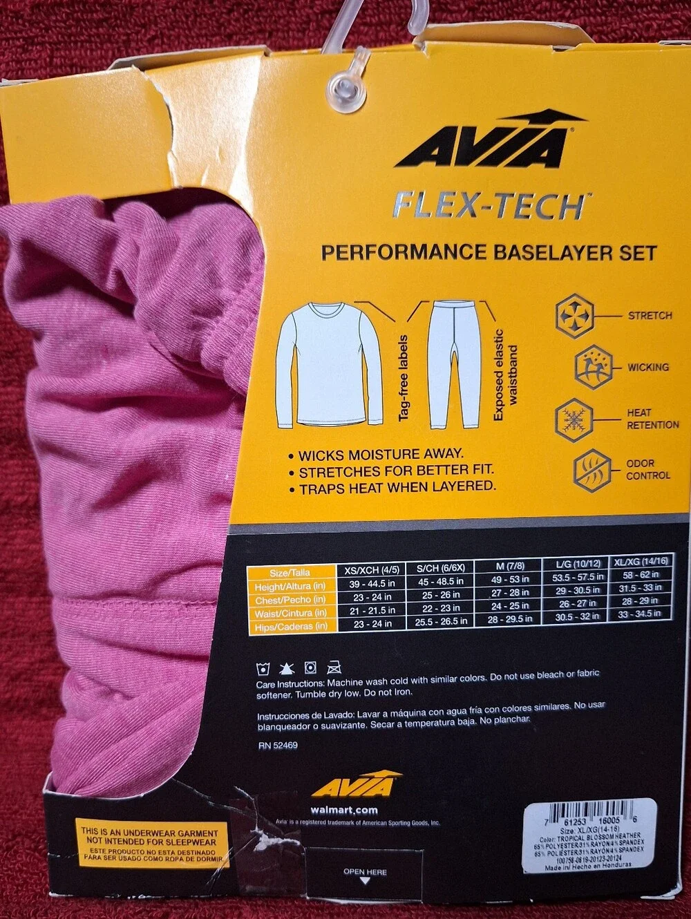 Avia Girls' Pink Performance Baselayer Set - Flex-Tech